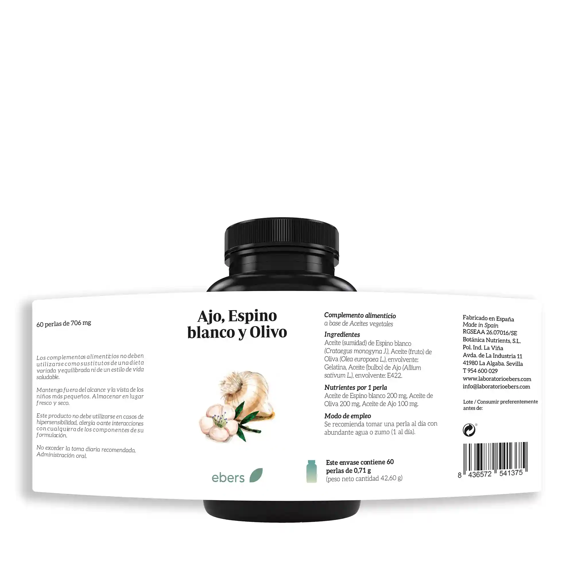 Complemento alimenticio de ajo, espino blanco y olivo