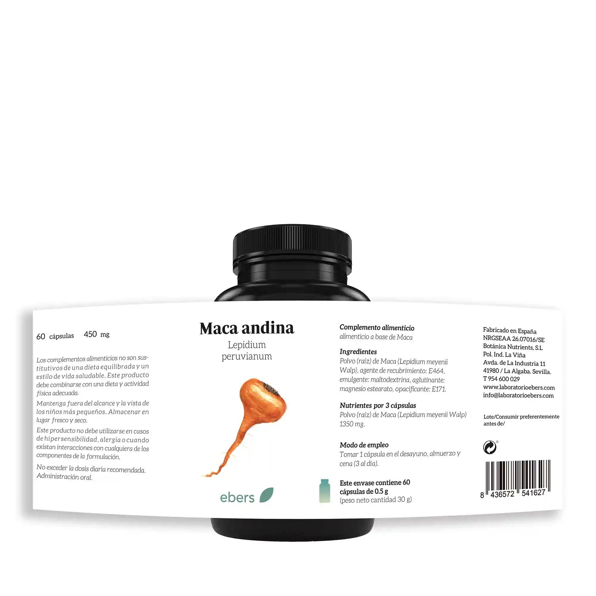 Complemento alimenticio a base de Maca